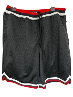 CSG Men's Athletic Mesh Shorts - Black with Red & White Trim
